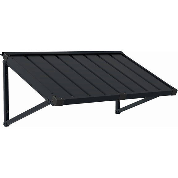 BACKYARD BEAUTIFUL Metal Awning 40" x 24", Front Door and Window Canopy with Powder-Coated Frame, Weather Resistant Sun and Rain Shelter for Patio, Entrance, Porch and Balcony, Dark Gray