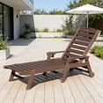 thumbnail image 1 of BACKYARD BEAUTIFUL Outdoor Chaise Lounge , HDPE Pool Lounger with Adjustable Reclining Backrest for Poolside, Backyard & Sunbathing, Brown, 1 of 8