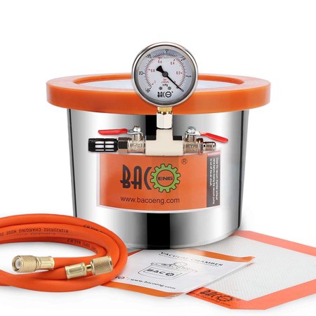 BACOENG 1.5 Gallon Tempered Glass Lid Stainless Steel Vacuum Chamber Kit