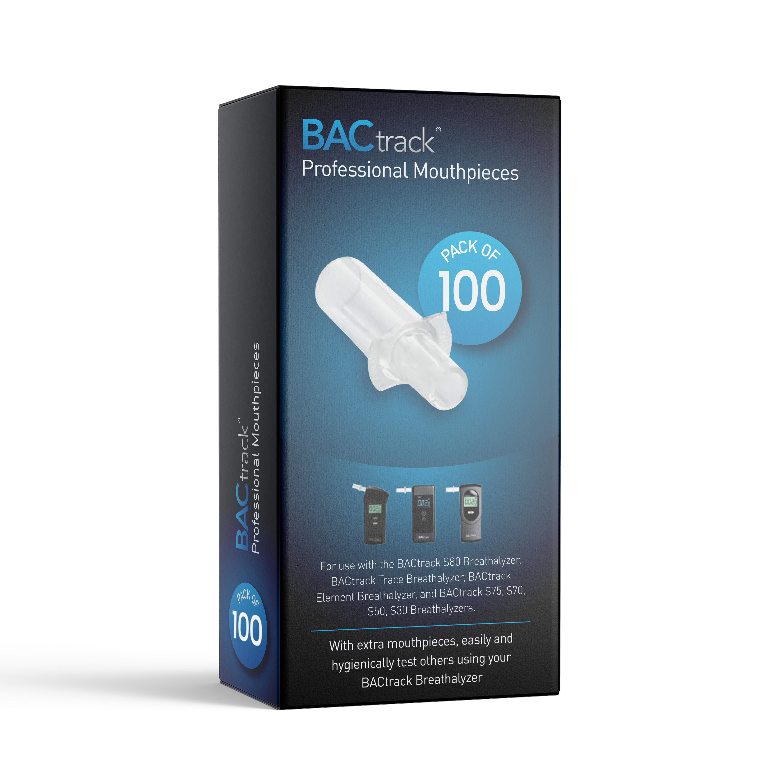 BACtrack Professional Breathalyzer Mouthpieces (100 Count) | Compatible with BACtrack S80, Trace, Scout, Element & S75 Breath Alcohol Testers - image 1 of 6