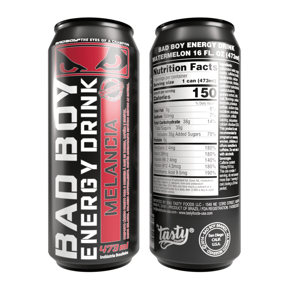 Bad Boy Energy Drink ? Watermelon Flavor ? 12 Pack (16 Fl Oz Each 