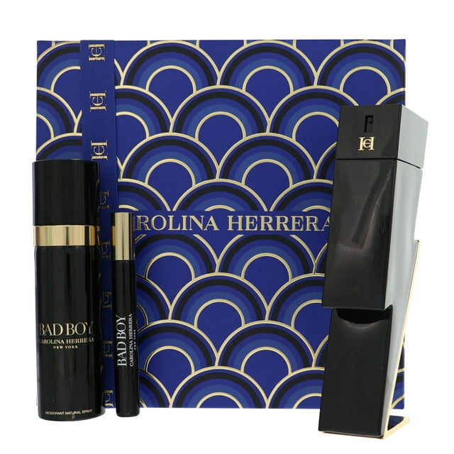 BAD BOY by Carolina Herrera 3 PIECE GIFT SET - 3.4 OZ EAU DE TOILETTE SPARY NEW