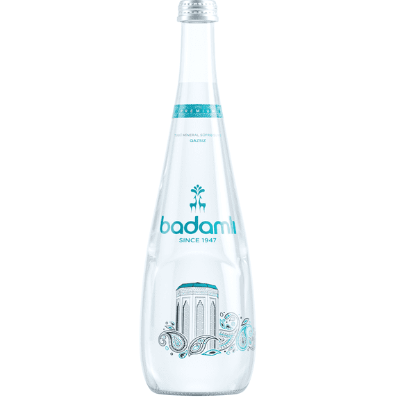 BADAMLI Premium Natural Mineral Water | pH 7.5, 25.4 fl oz | Daily Hydration | Ideal Mineral Composition | Glass Bottle | Pack of 12