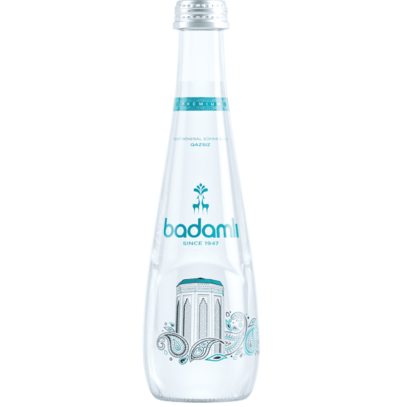 BADAMLI Premium Naturally Sparkling Mineral Water | pH 7.5, 11.2 fl oz | Ideal Mineral Composition | Pack of 15 | Glass Bottle