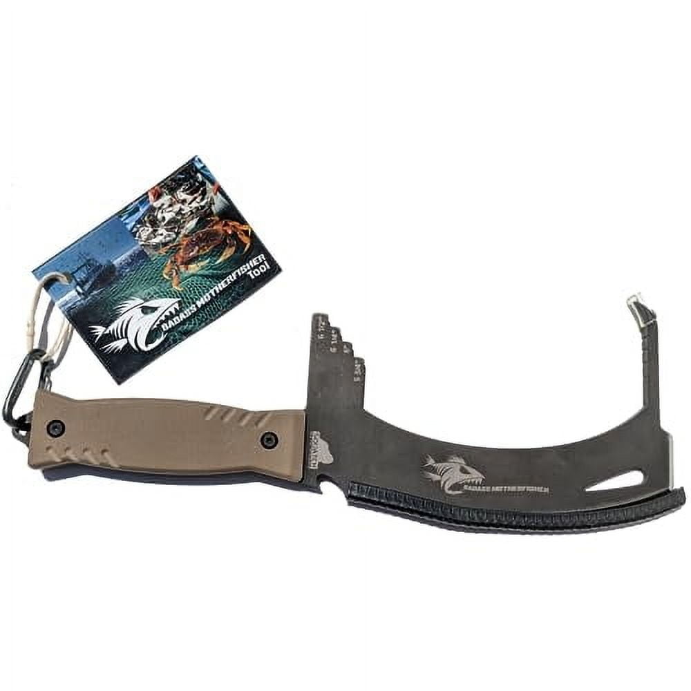 BADASS MOTHERFISHER - Dungeness Crab Gauge - Stainless Steel Multitool for Crabbing and Fishing - Includes Fish Pick, Pry Tool, Shackle Tool, Cleaver - by SQUATCH METALWORKS