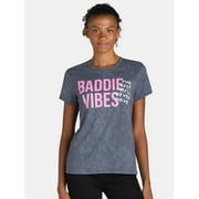 LICENSED Baddie Vibes Women's Graphic Tee with Short Sleeves, Sizes XXS-XXL