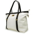 thumbnail image 1 of BADGLEY MISCHKA Anna Vegan Leather Tote Weekender Unisex Travel Bag (White), 1 of 10