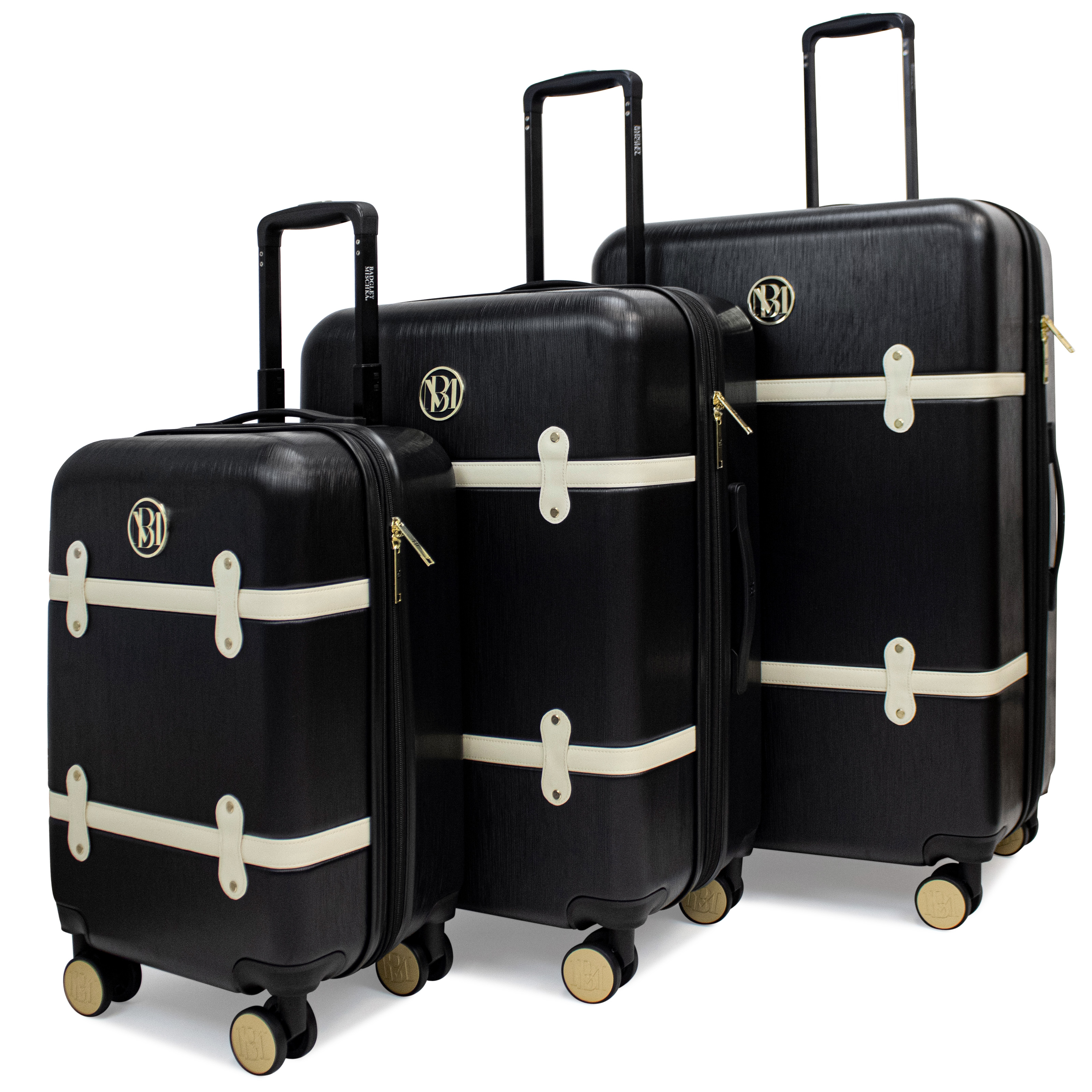 BADGLEY MISCHKA Grace 3 Piece Expandable Retro Luggage Set (Black) - image 1 of 3