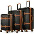 thumbnail image 1 of BADGLEY MISCHKA Grace 3 Piece Expandable Retro Luggage Set - Black, 1 of 5