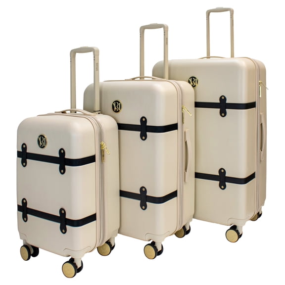 BADGLEY MISCHKA Grace 3 Piece Expandable Retro Luggage Set (Champagne)
