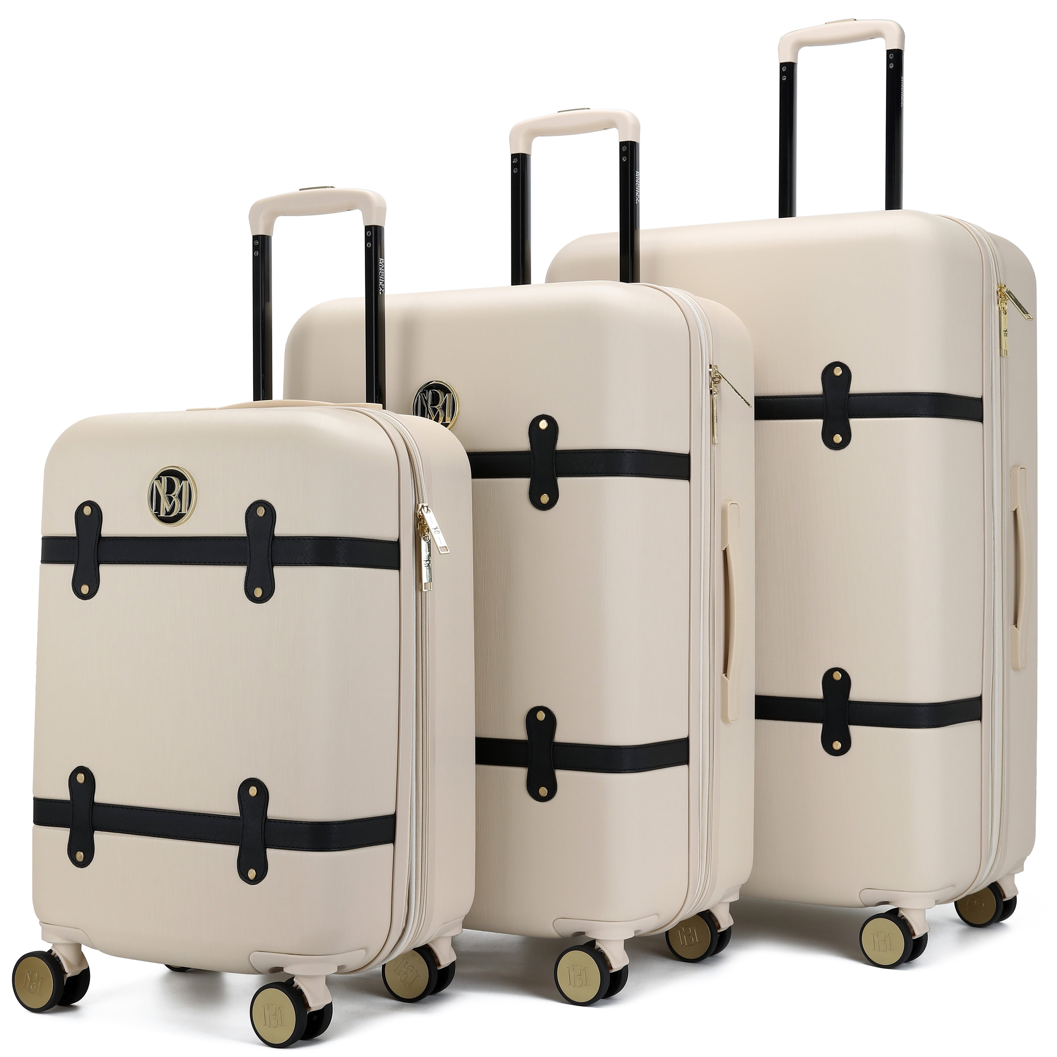 BADGLEY MISCHKA Grace 3 Piece Expandable Retro Luggage Set (Champagne ...