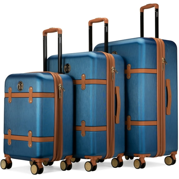 BADGLEY MISCHKA Grace 3 Piece Expandable Retro Luggage Set - Navy