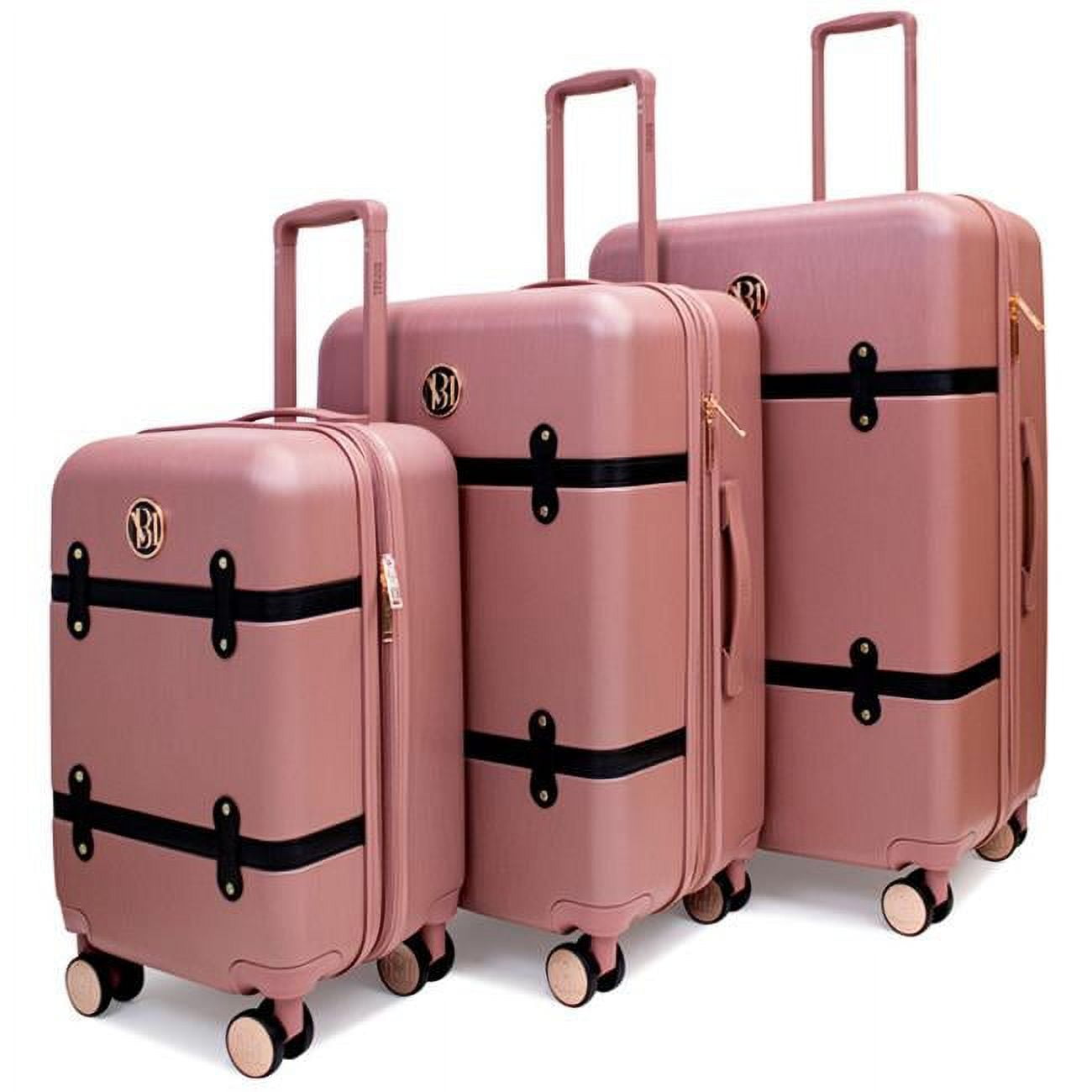 Suitcase on wheels Women hard retro rolling luggage set trolley
