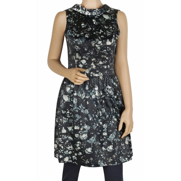 BADGLEY MISCHKA Green Floral Open Back Skirted Sleeveless Dress (2)