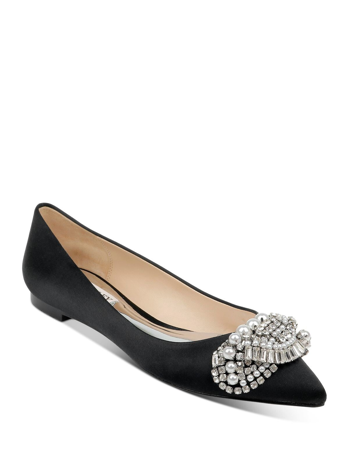 BADGLEY MISCHKA Womens Black Embellished Comfort Octavia Pointed