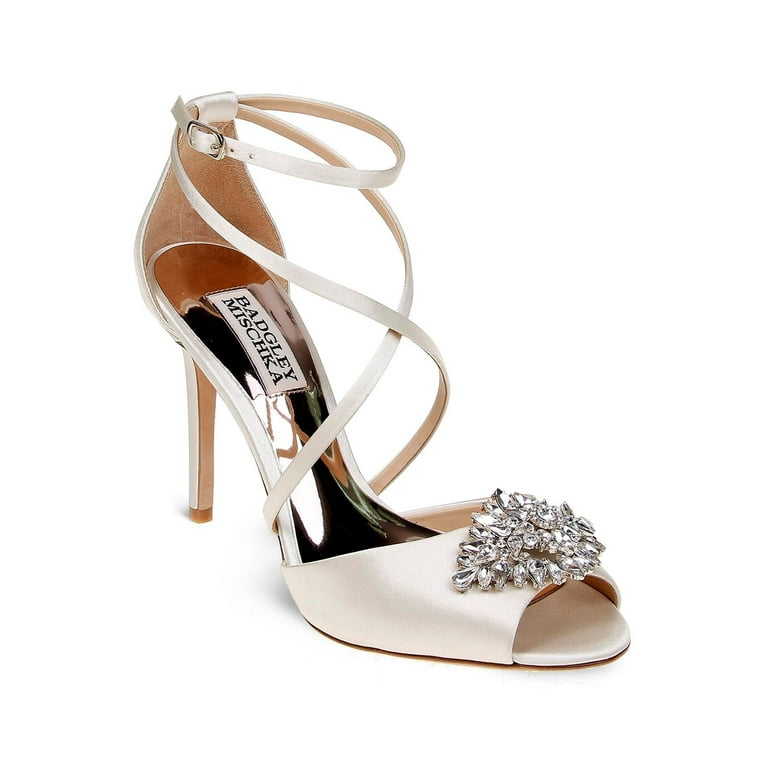 BADGLEY MISCHKA Womens Ivory Satin Beige Cushioned Footbed Dustbag