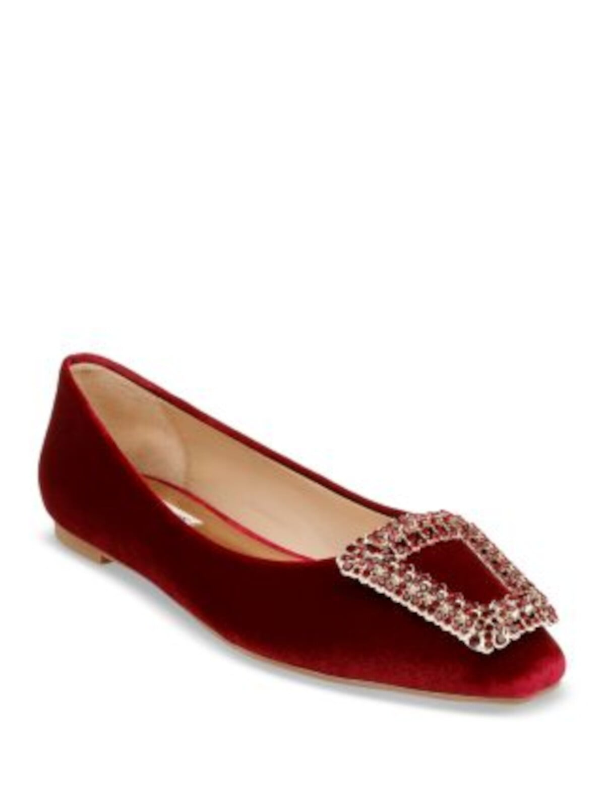 BADGLEY MISCHKA Womens Red Embellished Hardware Padded Emerie Pointed Toe Slip On Dress Flats Shoes 6