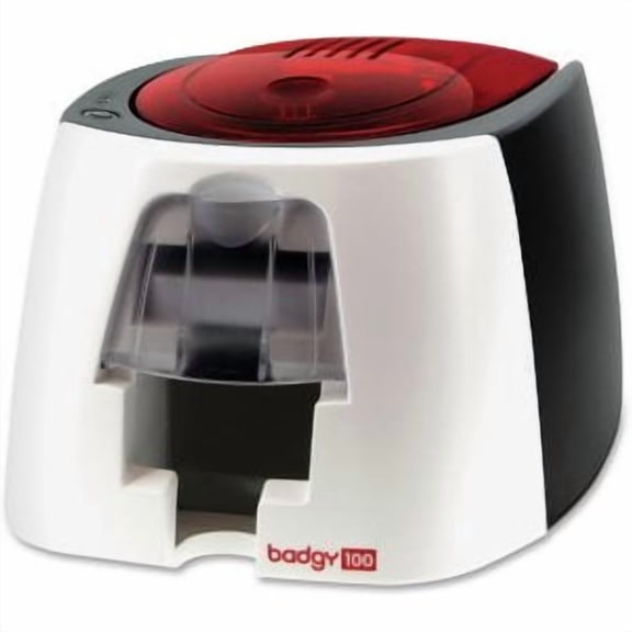 Evolis Badgy100 Plastic ID Card Solution - 40 Card Feeder, 40 Card Output Hopper - 16 Second Mono - 45 Second Color -