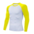 thumbnail image 1 of BADHUB Baseball T-shirts for Men Casual Long Sleeve Colorblock Shirts Slim Fit Sport Pullover Tops Yellow 3XL, 1 of 4