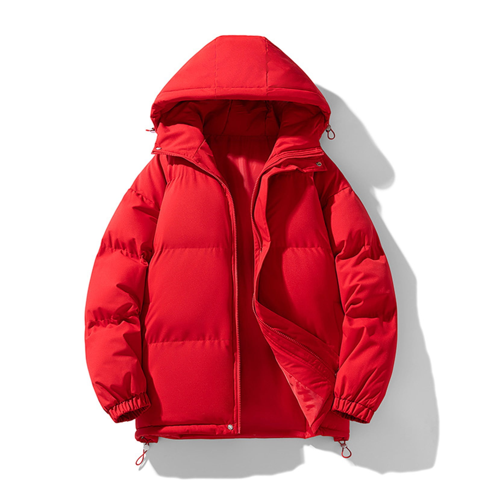 Big and Tall Down Hooded Jacket for Men Windproof Insulated Thermal Puffer Jacket Solid Color Full Zip Winter Warm Coat Winter Clearance 2024 M-4XL