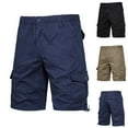 thumbnail image 1 of BADHUB Big and Tall Hiking Shorts for Men Elastic Waist Multipel Pockets Cargo Shorts Straight Ripstop Cotton Work Shorts Clearance Navy L, 1 of 6