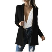 BADHUB Blazers for Women Business Casual,Women's Mediem Length Blazer Jacket Lapel Collar Open Front Long Sleeve Cardigan