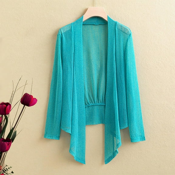 BADHUB Bolero Shrug for Women Plus Size Lightweight Open Front Tie Draped Sheer Cardigan Jacket Light Blue 4XL