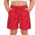 thumbnail image 1 of BADHUB Boys Girls Cargo Shorts Elastic Waisted Straight Leg Stretch Comfortable Pants Uniform Pant with Multi Pockets Red 4 Years, 1 of 7