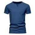 thumbnail image 1 of BADHUB Casual Classic T-Shirt Summer Henley Short Sleeve Shirts Tee Men Short Sleeve Solid Color Tops Button Loose T-Shirts Loungewear with Pocket, 1 of 3