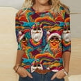 BADHUB Christmas Shirts for Women Crewneck Tunic Tops 3/4 Sleeve Ugly