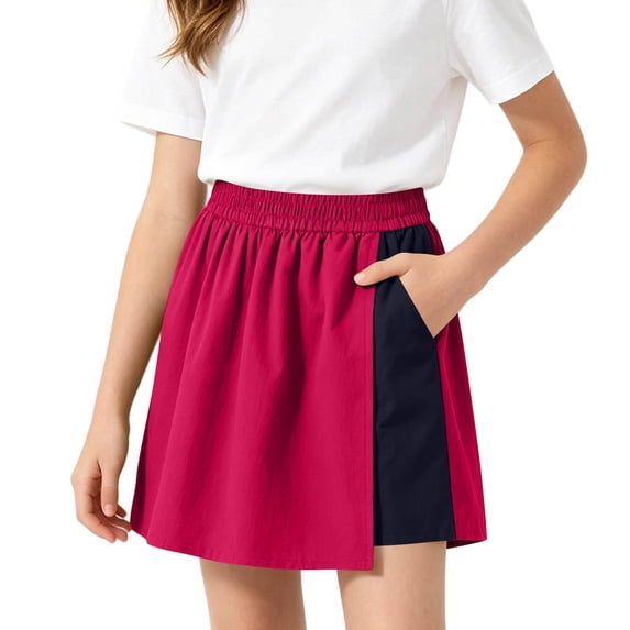 BADHUB Girls Skorts High Waisted Golf Tennis Skirts with Pockets Workout Athletic Breathable Skort Skirt with Pockets Hot Pink 13 Years