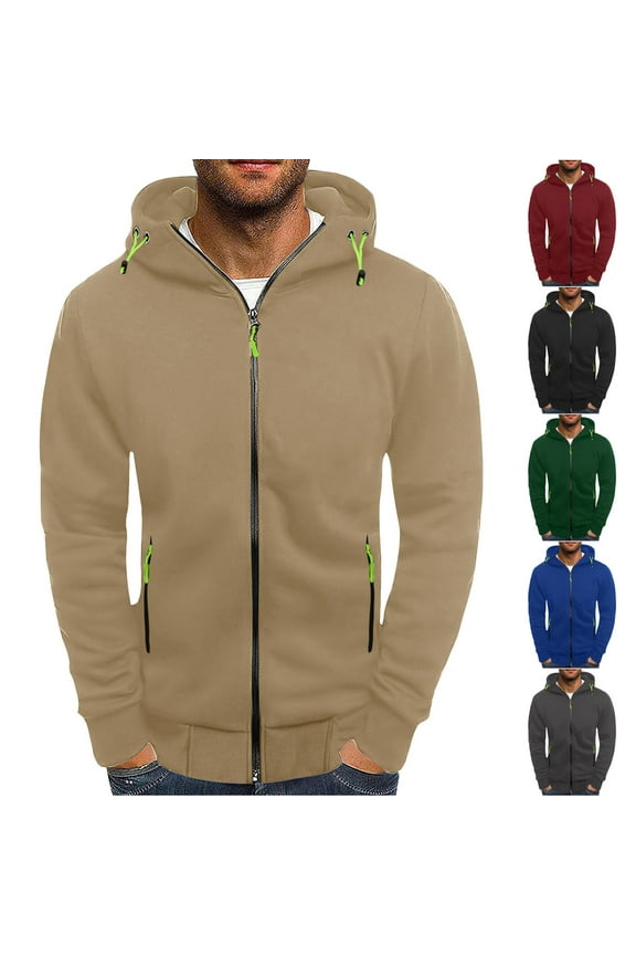 Hoodies for Men Zip up Lightweight Hoodie Solid Color Basic Sweatshirt Casual Fashion Athletic Jackets Fall Tops with Zip Pockets