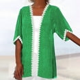 thumbnail image 1 of BADHUB Lace Cardigan for Women Plus Size Open Front Kimonos Lightweight Half Sleeve Shrug Shawl Summer Beach Cover Ups with Pockets Green XL, 1 of 5