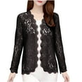 thumbnail image 1 of BADHUB Lace Floral Shrug Cardigans for Women Plus Size Long Sleeve Open Front Cropped Crochet Bolero Jackets Black 2XL, 1 of 2