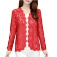 thumbnail image 1 of BADHUB Lace Floral Shrug Cardigans for Women Plus Size Long Sleeve Open Front Cropped Crochet Bolero Jackets Red 3XL, 1 of 2