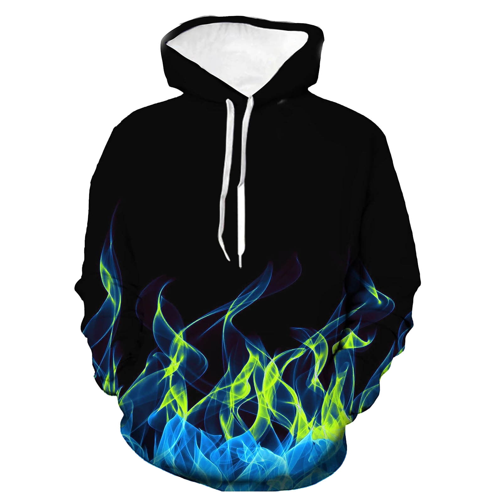 BADHUB Men Women Novelty Hoodies on Clearance,3D Realistic Flame Print