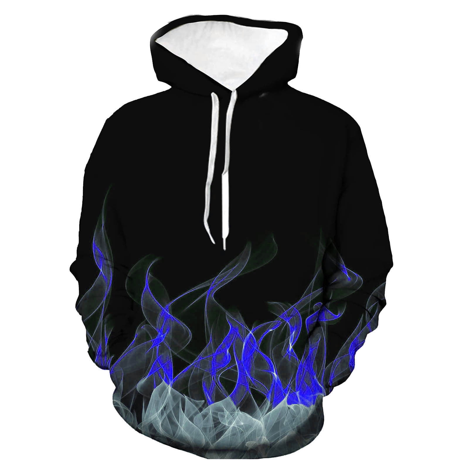 BADHUB Men Women Novelty Hoodies on Clearance,3D Realistic Flame Print Pullover Sweatshirts