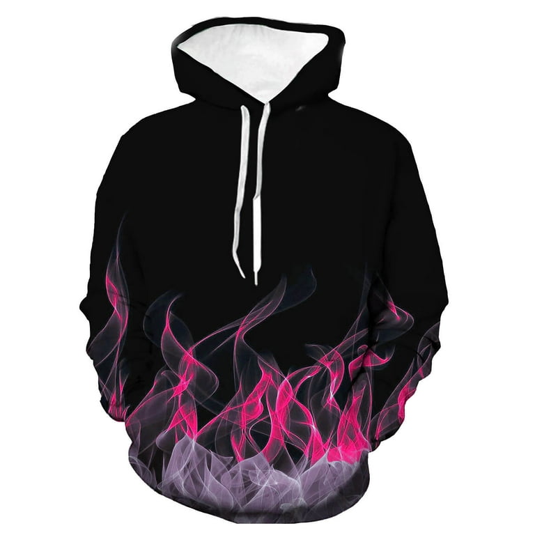 BADHUB Men Women Novelty Hoodies on Clearance,3D Realistic Flame