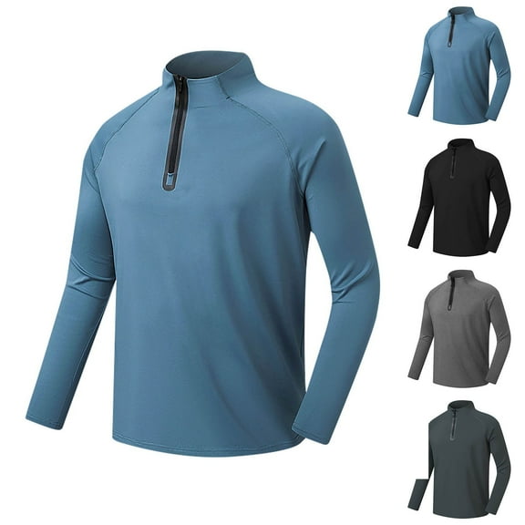 BADHUB Men's 1/4 Zip Workout T Shirt Quick Dry Stretch Long Sleeve Golf Athletic T-Shirts Valentie's Day Gift for Boyfriend Dark Gray XL