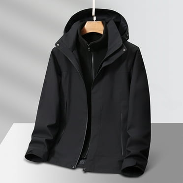 BADHUB Men's 3-in-1 Rain Jacket Big & Tall Windbreaker with Detachable Fleece Lined Rain Coat Waterproof Hooded Outdoor Raincoat Hiking Casual Soft Shell Holiday Deals
