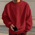 thumbnail image 1 of BADHUB Men's Big and Tall Fuzzy Sweatshirts Casual Long Sleeve Sherpa Fleece Fashion Crewneck Pullover Shirts Red L, 1 of 4