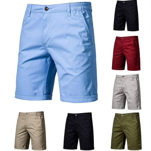 BADHUB Men's Casual Shorts 7" Lightweight Golf Shorts for Men Stretch with Pockets Slim Fit Breathable Work Shorts Light blue 34