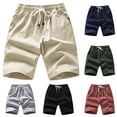 thumbnail image 1 of BADHUB Men's Cotton Linen Shorts Casual Elastic Waist Drawstring Breathable Moisture Wicking Summer Beach Shorts Army Green M, 1 of 4