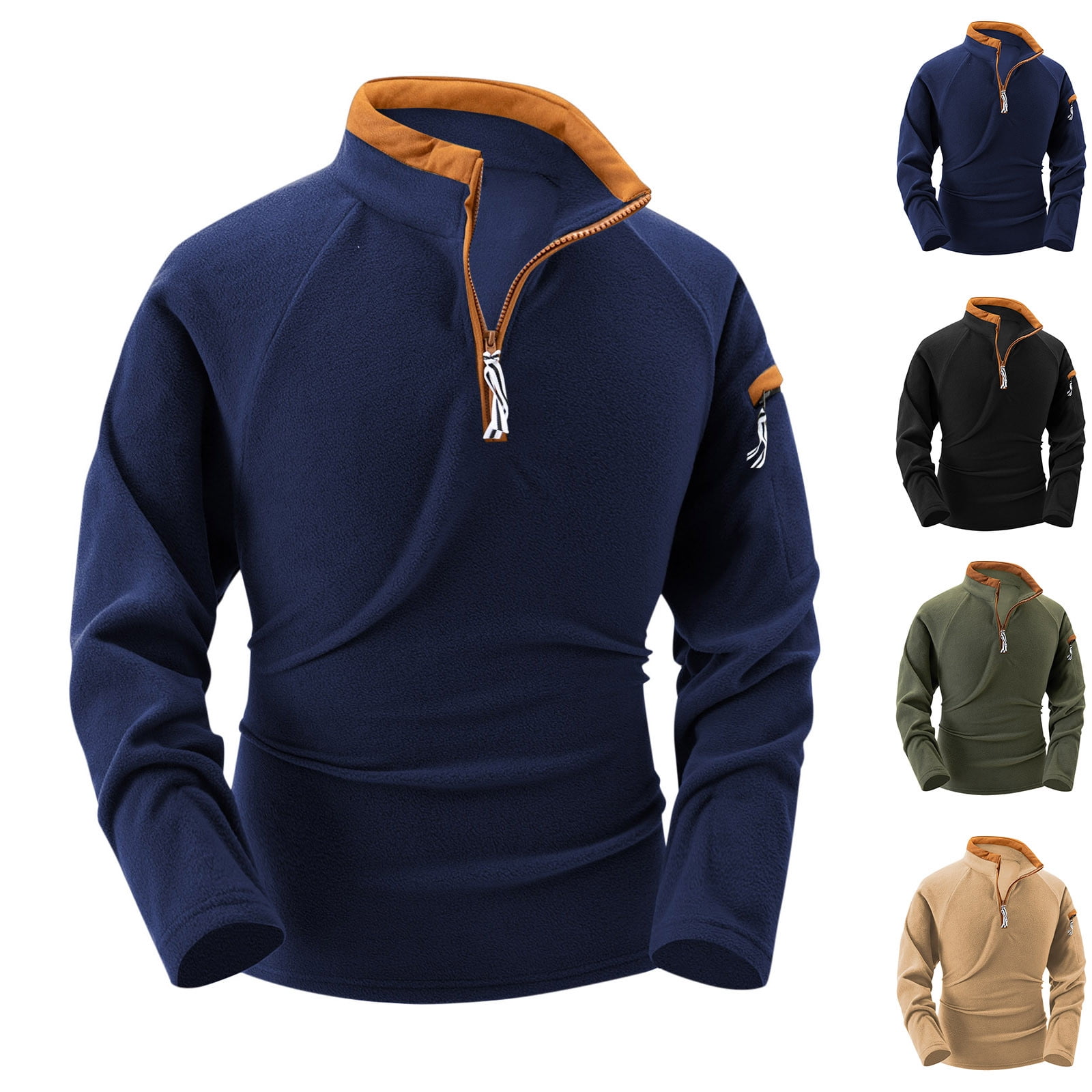 Wavlynn Men's Fleece Sweatshirt With Stand Collar And Half Zip Closure For Elevated Casual Style main image 0