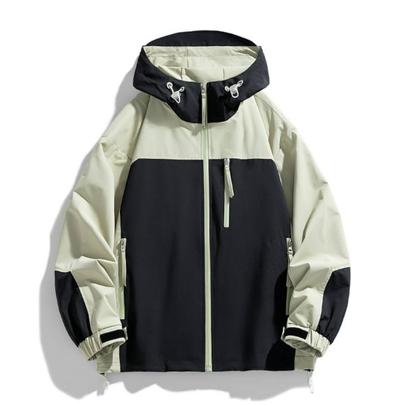 BADHUB Men's Hooded Jacket lightweight Color Contrast Jacket Windproof Casual Stylish Jacket Full Zip Fall Spring Coat Valentine's Day Gift M-4XL