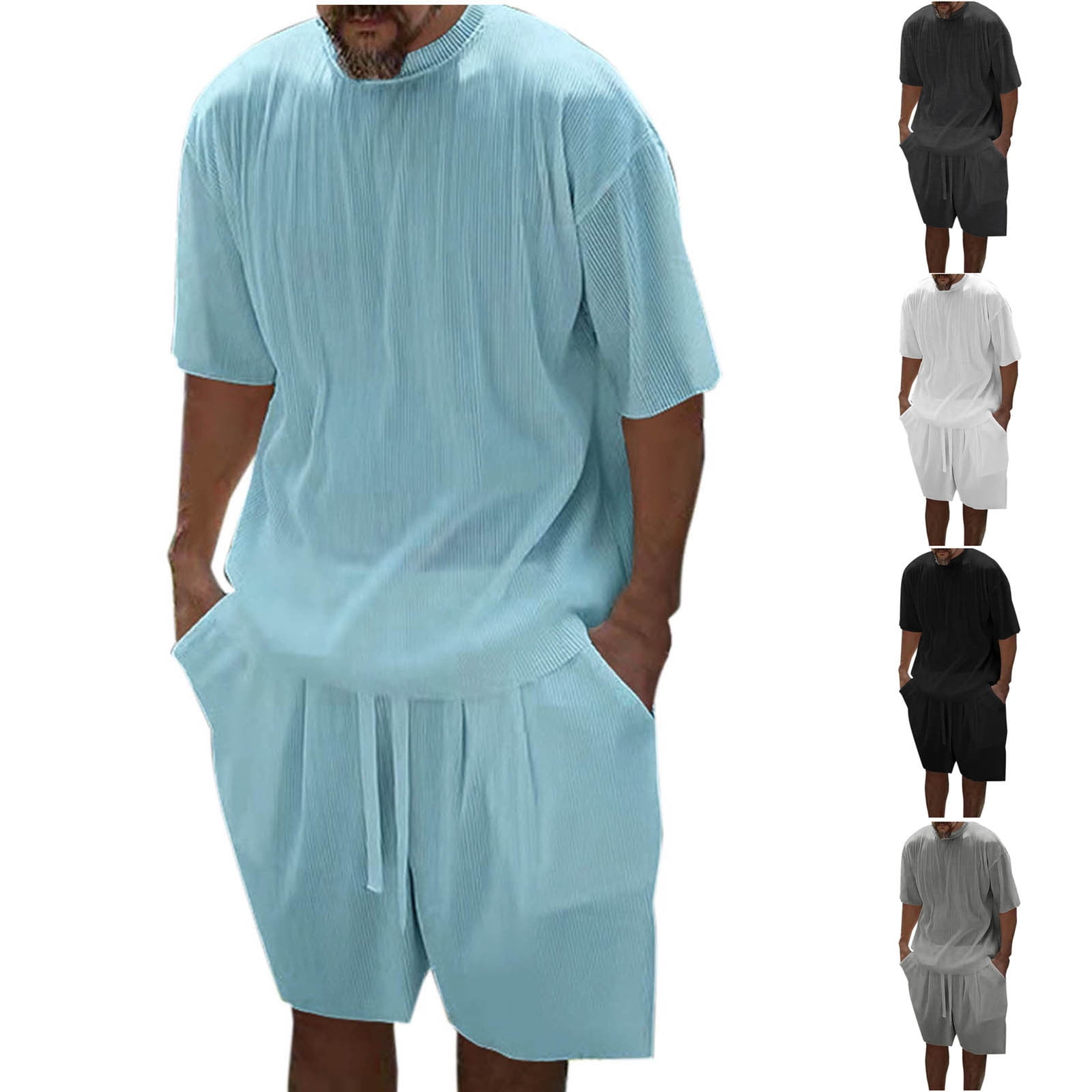 Ensemble Pyjama Femme Ice Silk Doux - Lot De 2 T-Shirts Manches Courtes Et Pantalons Larges Confortables