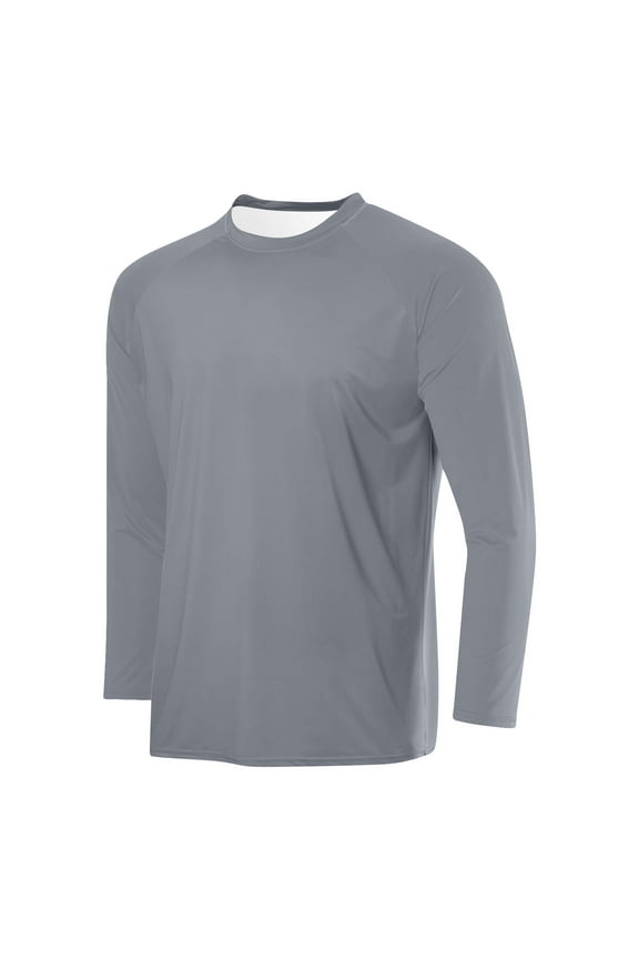 Men's Long Sleeve Shirts UPF 50+ UV Sun Protection Quick Dry Tops for Hiking Running Workout Rash Guard Gray L