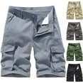 thumbnail image 1 of BADHUB Men's Multi-Pocket Cargo Shorts Casual Button Zipper Waterproof Hiking Shorts Solid Color Summer Outdoor Travel Shorts Army Green XL, 1 of 4