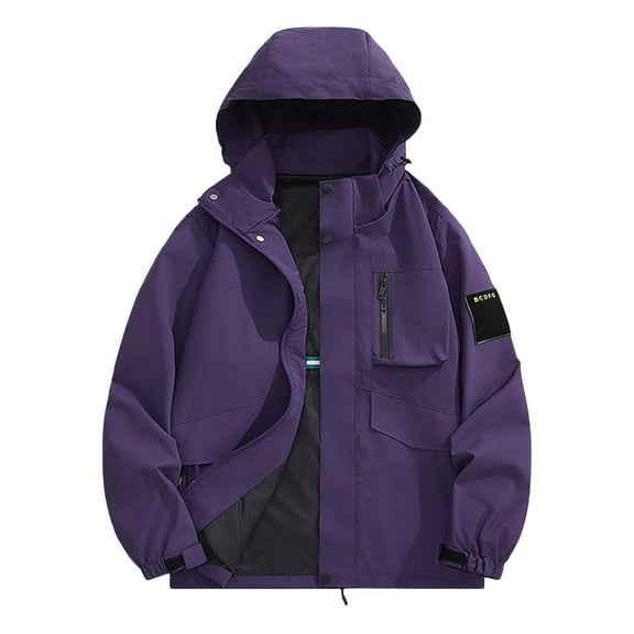 BADHUB Men's Ski Jacket Big and Tall Snowboard Snow Coat Waterproof Windproof Insulated Winter Mountain Outdoor Sports Hooded Warm Outwear Purple XL