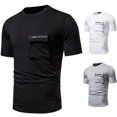thumbnail image 1 of BADHUB Men's Slim Fit Short Sleeve T Shirts Zipper Pocket Lightweight Crew Neck Tee Shirt Solid Color Soft T Shirt White XXL, 1 of 5